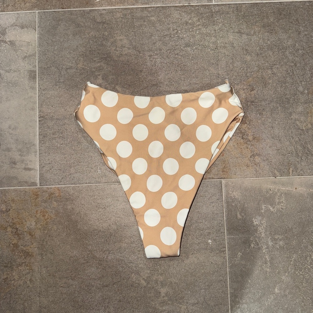 Montce Tan and White Polka Dot High-Waisted Bottoms